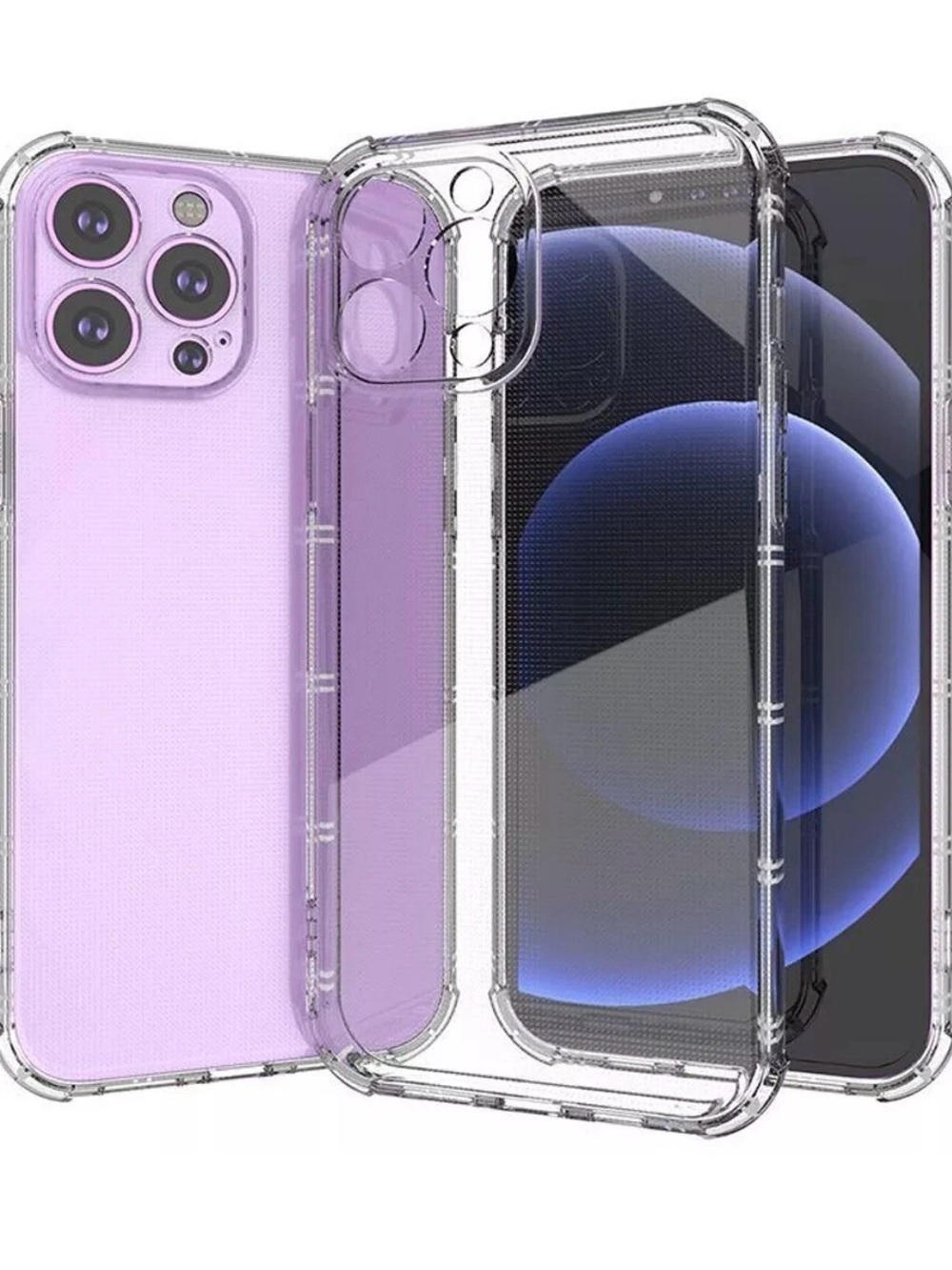 iPhone 15 Pro Shatterproof Transparent Cross Stripes Thick TPU Case Clear